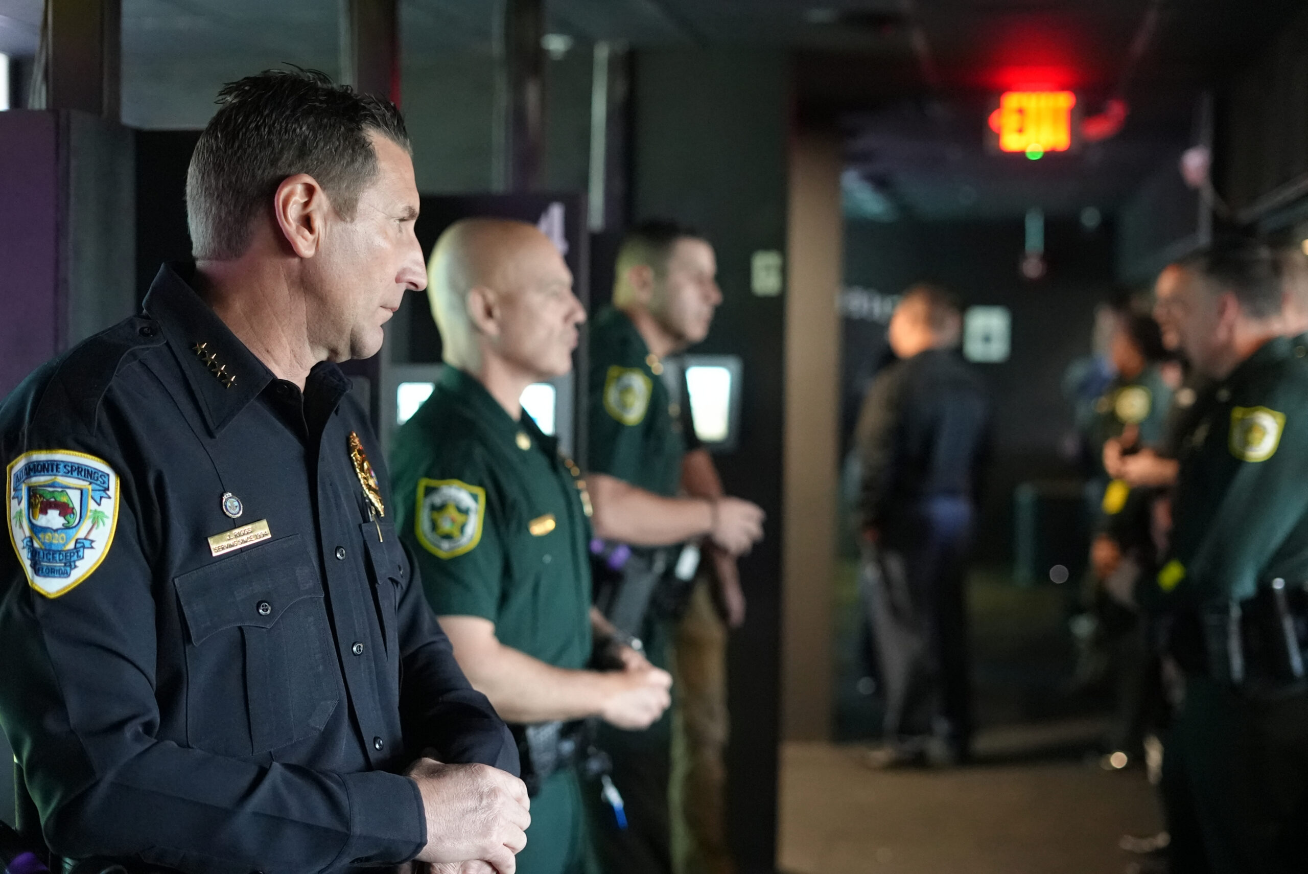 Law enforcement professionals training at Decision Tactical's hyper-realistic indoor scenario facility in North Orlando — real-world simulation for police and first responders